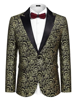 Men's Floral Tuxedo Paisley Suit Jacket Dress Dinner Party Prom Blazer