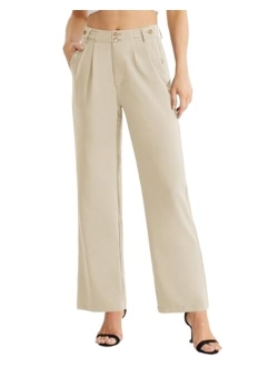 VILIGO Womens Causal Button High Waisted Wide Leg Pants Flowy Dress Slacks with Pockets