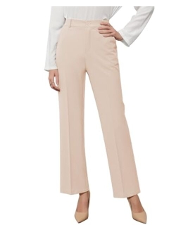 GRAPENT Pants for Women Work High Waisted Dress Pants Business Casual Relaxed Fit Straight Leg Elastic Waist Trousers