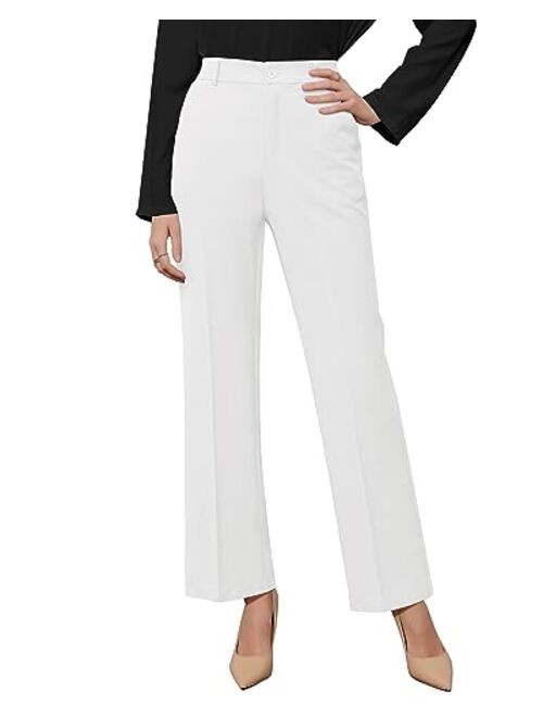 GRAPENT Pants for Women Work High Waisted Dress Pants Business Casual Relaxed Fit Straight Leg Elastic Waist Trousers