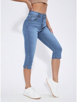 Frenchy Split Hem Capri Skinny Capri Jeans