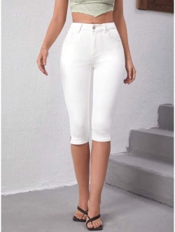 Frenchy Split Hem Capri Skinny Capri Jeans