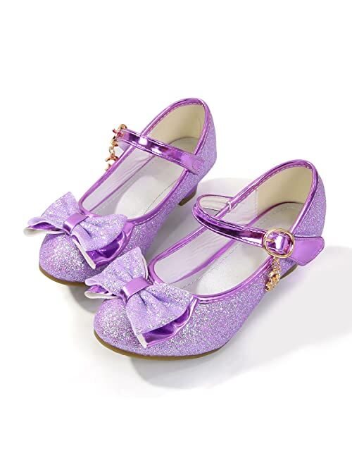 ALPHELIGANCE Girls Flats Sparkle Party Mary Jane Princess Dress Shoes