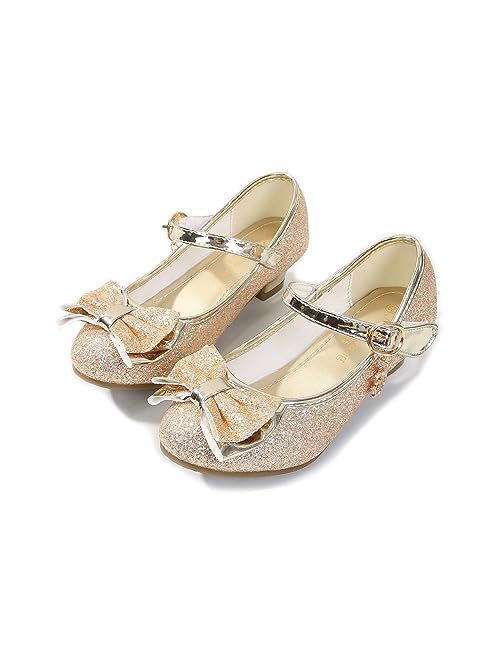 ALPHELIGANCE Girls Flats Sparkle Party Mary Jane Princess Dress Shoes