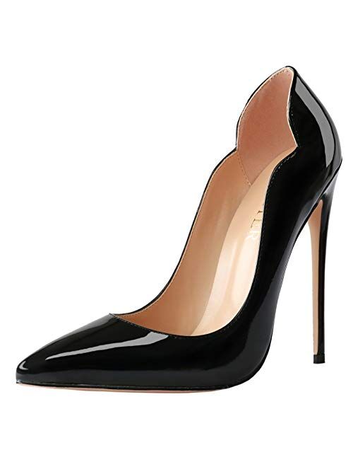 COLETER High Heels for Women, 4.72 inch/12cm Pointed Toe Dress Shoes Stiletto Heels Evening Party Pumps