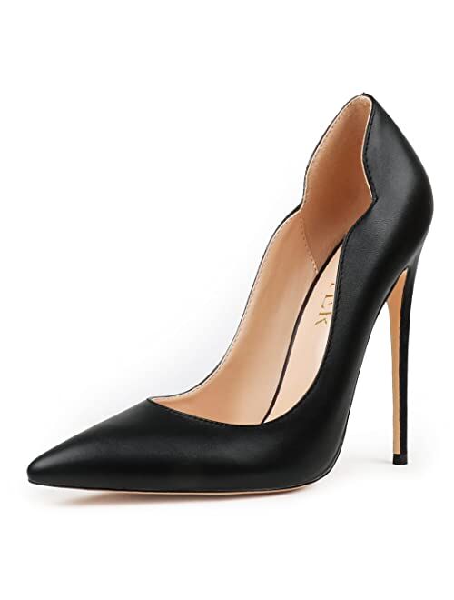 COLETER High Heels for Women, 4.72 inch/12cm Pointed Toe Dress Shoes Stiletto Heels Evening Party Pumps