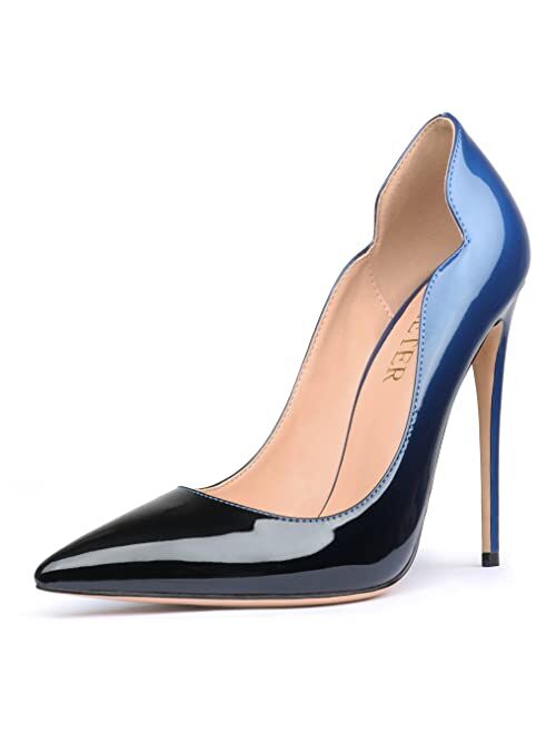 COLETER High Heels for Women, 4.72 inch/12cm Pointed Toe Dress Shoes Stiletto Heels Evening Party Pumps