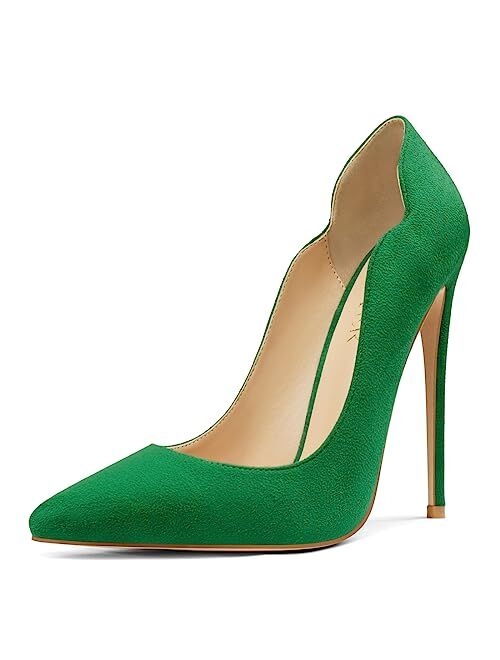 COLETER High Heels for Women, 4.72 inch/12cm Pointed Toe Dress Shoes Stiletto Heels Evening Party Pumps