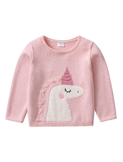 Toddler Girls Pullover Sweater Comfy Long Sleeve Crewneck Cute Daily Wear Back to School