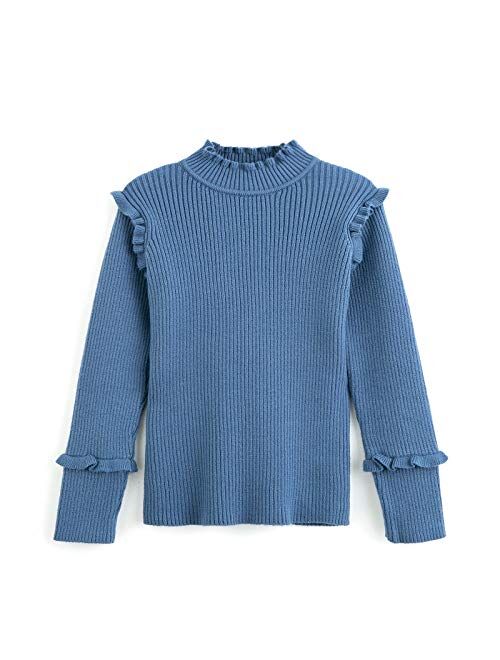 Curipeer Little Girls Sweater Coat Ruffles Cotton Knitted Toddler Kids Pullover Fall and Winter 1-6T