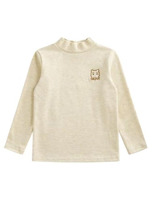 Jhaoyu Kids Girls Colorful Basic Fleece Undershirt T-Shirts Mock Neck Long Sleeve Thermal Tops Winter Warm Clothes