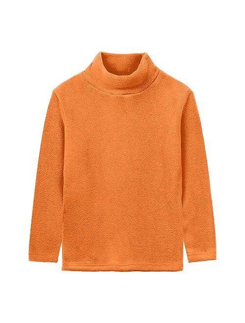 LittleSpring Boys Girls Turtleneck Fleece Tops Long Sleeve Kids Solid Thermal T Shirts