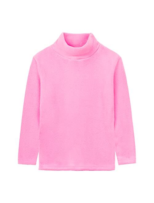 LittleSpring Boys Girls Turtleneck Fleece Tops Long Sleeve Kids Solid Thermal T Shirts