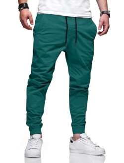 JMIERR Mens Casual Joggers Pants - Cotton Drawstring Chino Cargo Pants Hiking Outdoor Twill Track Jogging Sweatpants Pants