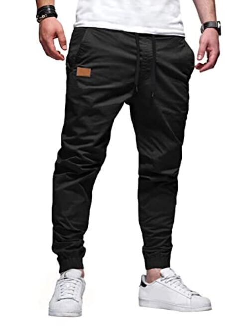 JMIERR Mens Casual Joggers Pants - Cotton Drawstring Chino Cargo Pants Hiking Outdoor Twill Track Jogging Sweatpants Pants