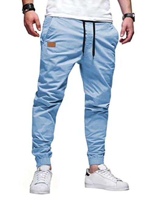 JMIERR Mens Casual Joggers Pants - Cotton Drawstring Chino Cargo Pants Hiking Outdoor Twill Track Jogging Sweatpants Pants