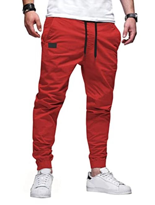 JMIERR Mens Casual Joggers Pants - Cotton Drawstring Chino Cargo Pants Hiking Outdoor Twill Track Jogging Sweatpants Pants