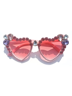 willochra Heart shaped Rhinestone Sunglasses Women Fashion Diamond bling party Sun Glasses Crystal Shades