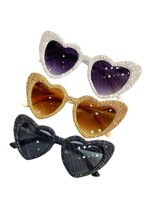 willochra Heart shaped Rhinestone Sunglasses Women Fashion Diamond bling party Sun Glasses Crystal Shades