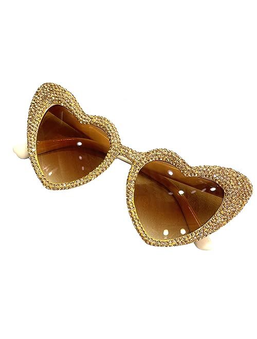 willochra Heart shaped Rhinestone Sunglasses Women Fashion Diamond bling party Sun Glasses Crystal Shades