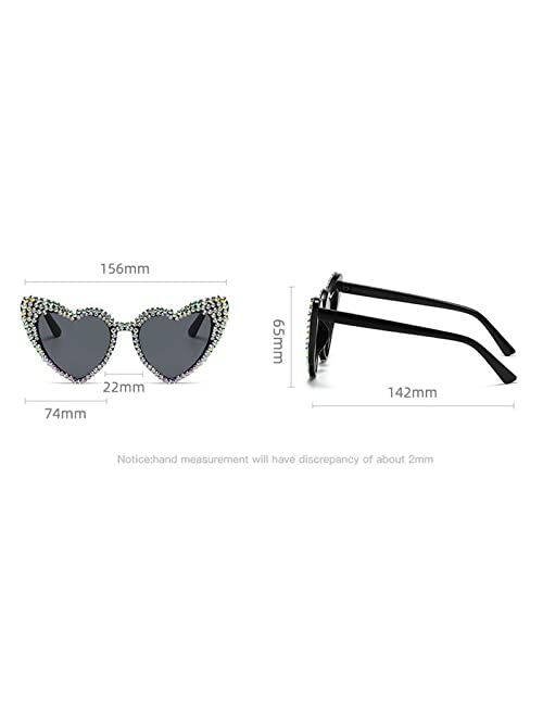 mincl Cute Women Heart Sunglasses Fashion Shiny Bling Diamond Sunglasses Polygonal Pink Rhinestone Sunglasses UV Protection