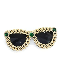 willochra Oversized Diamond Sunglasses Women Rhinestone Cat Eye Sunglasses Vintage Men bling party sunglasses Eyewear