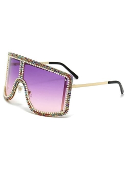 willochra Oversized bling Rhinestones Sunglasses Women 2023 Luxury One Piece Y2K Sports Sun Glasses for Lady Punk Eyewear