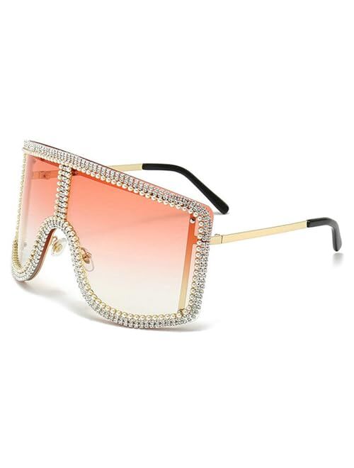 willochra Oversized bling Rhinestones Sunglasses Women 2023 Luxury One Piece Y2K Sports Sun Glasses for Lady Punk Eyewear