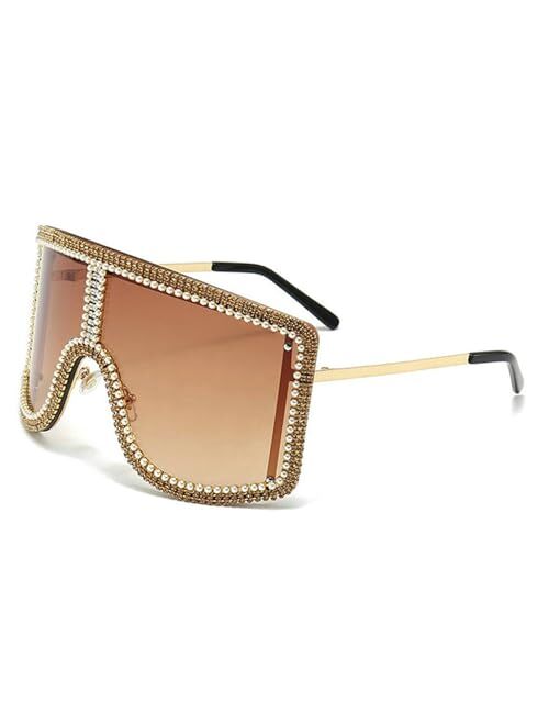 willochra Oversized bling Rhinestones Sunglasses Women 2023 Luxury One Piece Y2K Sports Sun Glasses for Lady Punk Eyewear