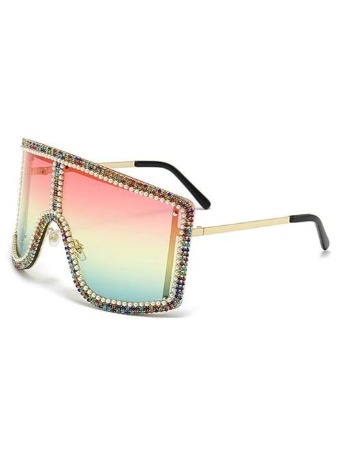 willochra Oversized bling Rhinestones Sunglasses Women 2023 Luxury One Piece Y2K Sports Sun Glasses for Lady Punk Eyewear