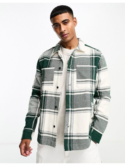 Only & Sons oversized check jacket in green check