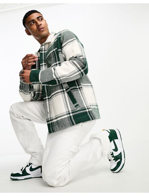 Only & Sons oversized check jacket in green check