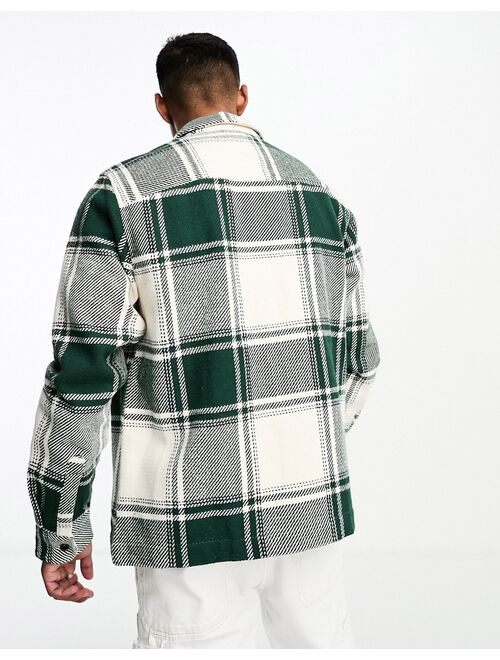 Only & Sons oversized check jacket in green check