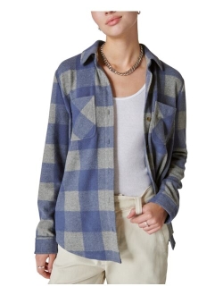 Women's Cozy Plaid Button-Front Shacket