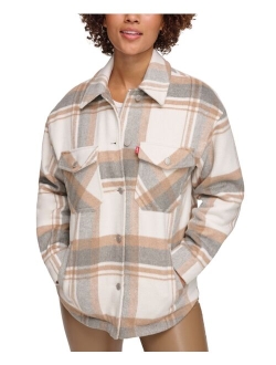 Women's Plaid Buttoned Zip-Front Shacket