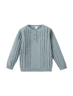 PATPAT Girls Boys Knit Sweater Unisex Long Sleeve Pullover Solid Basic Crewneck Cute Toddlers Sweatshirt