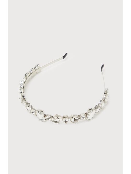 Lulus Shiny Success Silver Rhinestone Headband