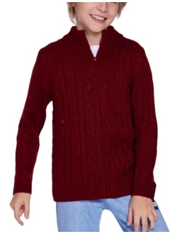 Boy's Cable Knitted Sweater Half Zip Lightweight Casual Pullovers for Kids 2-11 Years