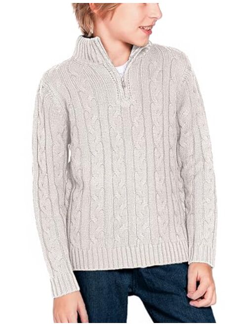 Arshiner Boy's Cable Knitted Sweater Half Zip Lightweight Casual Pullovers for Kids 2-11 Years