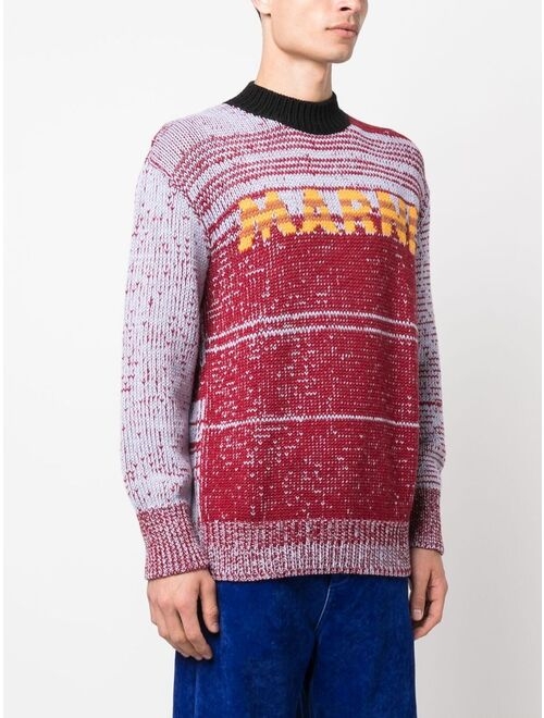 Marni intarsia-knit-logo virgin-wool sweater