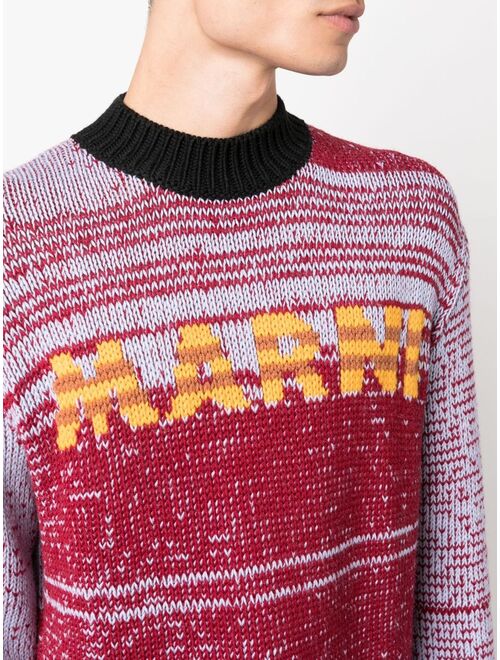 Marni intarsia-knit-logo virgin-wool sweater