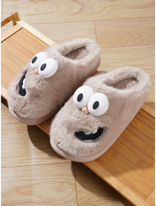 Shein Men's Fashionable And Cute Cartoon Dog Pattern Slippers For Outdoor Wearing In Autumn And Winter, Anti-slip Home Indoor Slippers