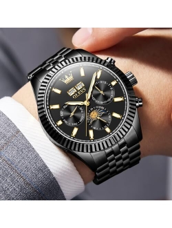 Men Watches Automatic Luxury Classic Dress Years/Moon/Date/Moon Phases Waterproof Luminous Self Winding Watches for Men