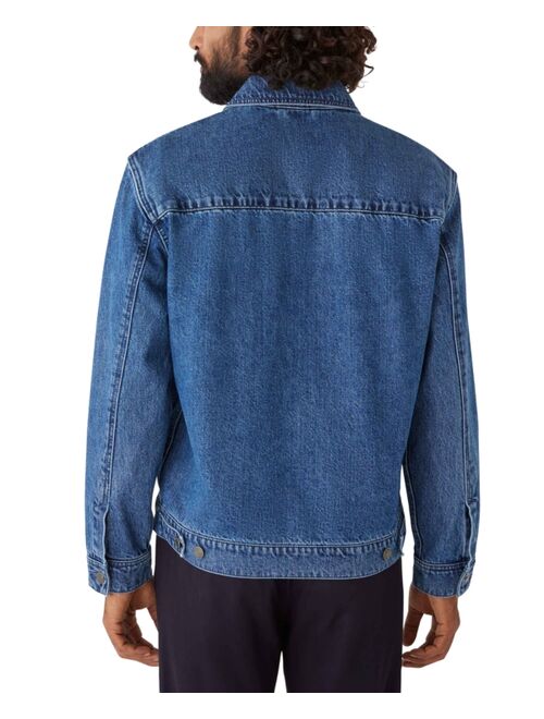 FRANK AND OAK Men's Relaxed Fit Zip Front Denim Trucker Jacket