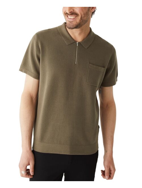 FRANK AND OAK Men's Cotton Zip-Placket Short-Sleeve Polo