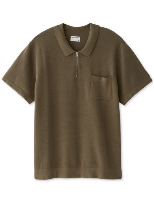 FRANK AND OAK Men's Cotton Zip-Placket Short-Sleeve Polo