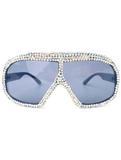 mincl Oversized Diamonds Square Sunglasses Goggle Women Trends Punk Big Frame Shield Sun Glasses Female Designer Mask Shades