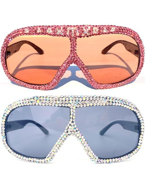 mincl Oversized Diamonds Square Sunglasses Goggle Women Trends Punk Big Frame Shield Sun Glasses Female Designer Mask Shades