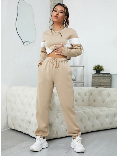 Shein Colorblock Drop Shoulder Sweatshirt & Sweatpants