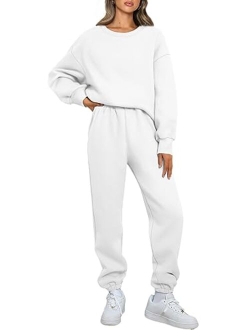 AUTOMET Womens 2 Piece Outfits Sweatsuit Oversized Sweatshirt Lounge Sets Baggy Sweatpants Fall Fashion with Pockets